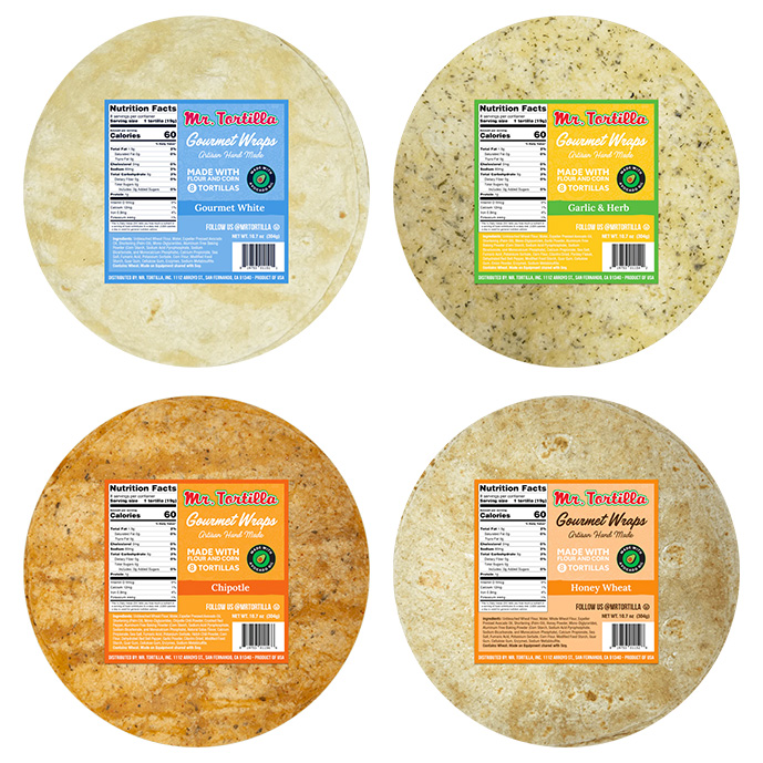 Mr. Tortilla Gourmet Wrap - Artisan Flour Tortillas (4) 8-packs